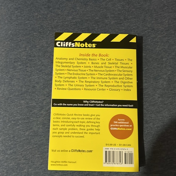 Cliffs Notes- Anatomy & Physiology Quick Review Book - Picture 2 of 2